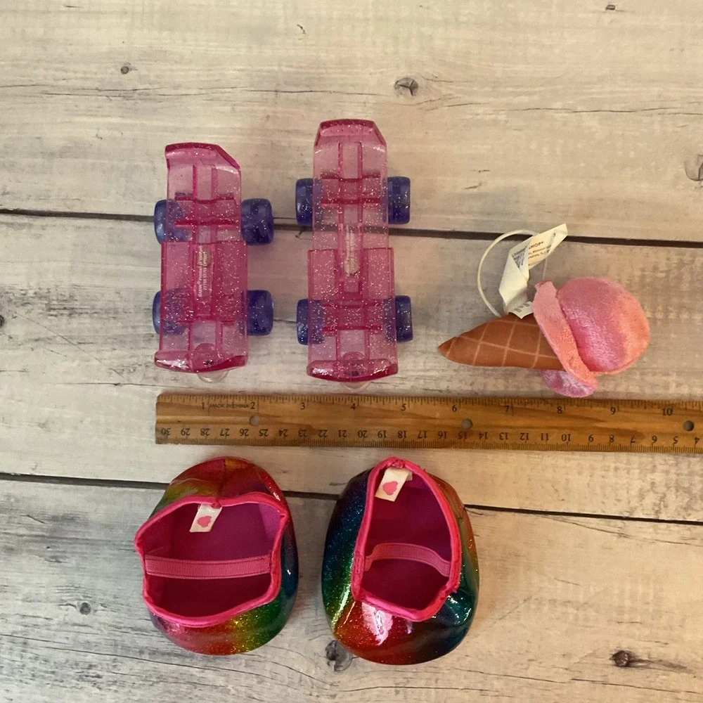 Build A Bear Workshop BABW Dress Shoes Roller Skates Rainbow Sparkles